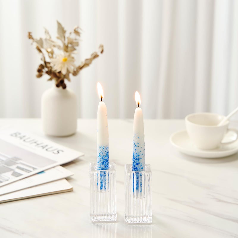 Rite Lite Blue & White Shabbat Candles Premium 12 Pack Traditional Dinner Table Jewish Household Shabbos Candles Religious Home Decor with Beautiful Gift Box & Artistic Card - Image 2